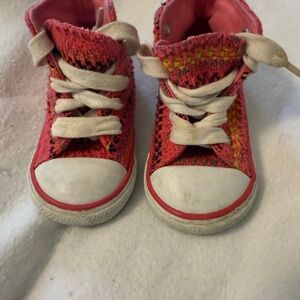 Vibrant Pink Kids High-Top Sneakers